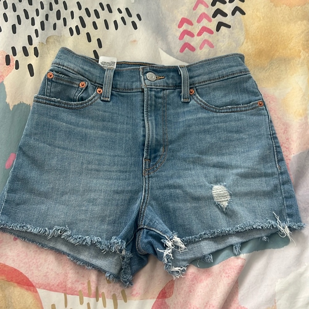 Levi high rise jean shorts